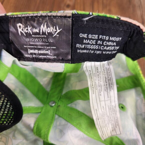 Rick & Morty Snapback Hat BioWorld Green Portal Faces Cartoon Network Adult Swim - Picture 10 of 11